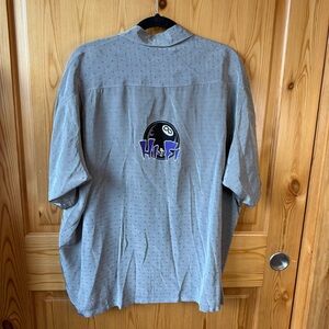 Vintage 90s Hi-Fi Pinup Girl Buttons Mens Shirt Gray Size XL Rockabilly